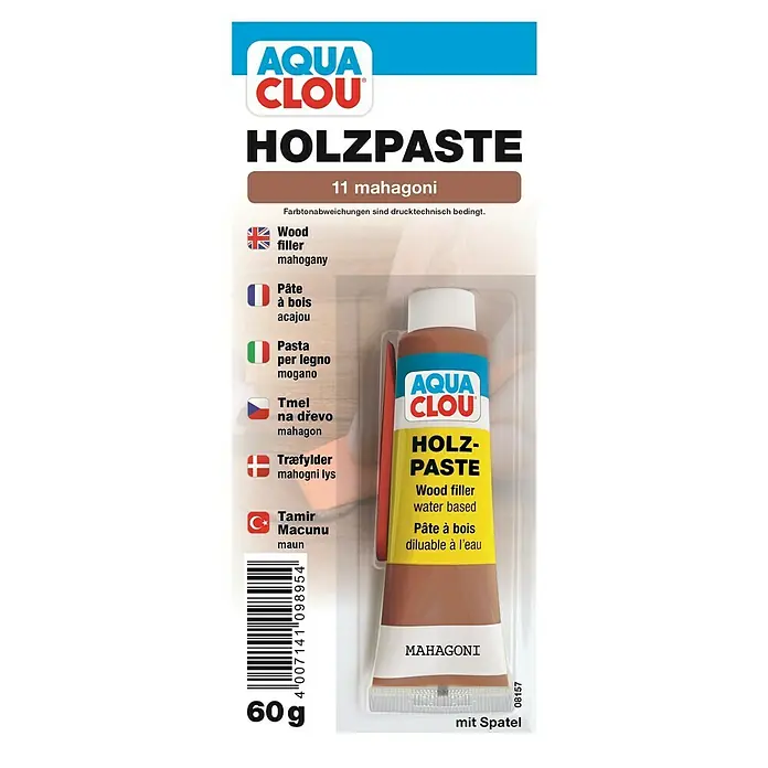 Clou Aqua Holzpaste - Mahagoni, 50 g - Vorderansicht