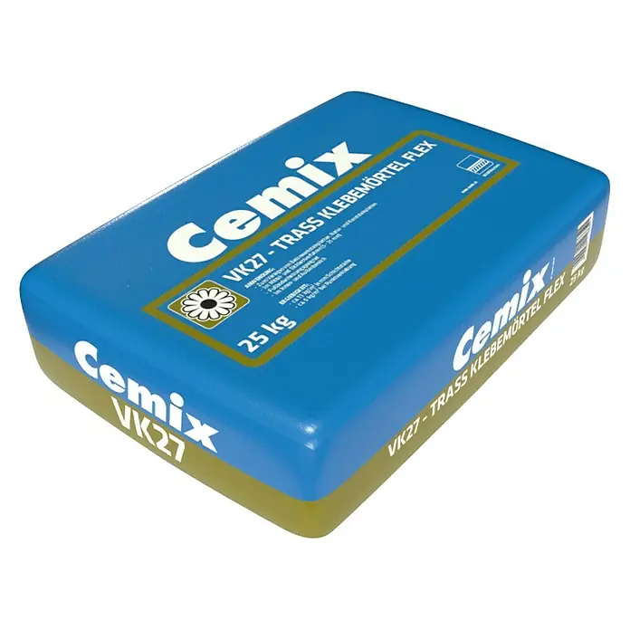 Cemix Klebemörtel VK27 mit Trass-Zusatz - 25 kg - Diagonale Ansicht