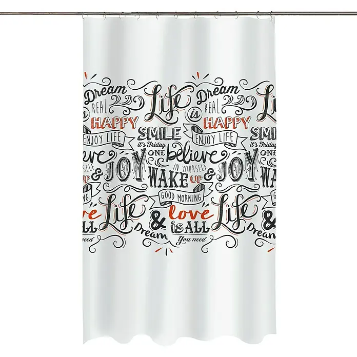 Spirella Cortina de baño textil Love&Joy - An x Al: 180 x 200 cm, Blanco, Rojo, Negro