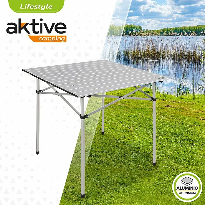 Aktive Mesa plegable - L x An: 70 x 70 cm, Aluminio - Foto ambiente