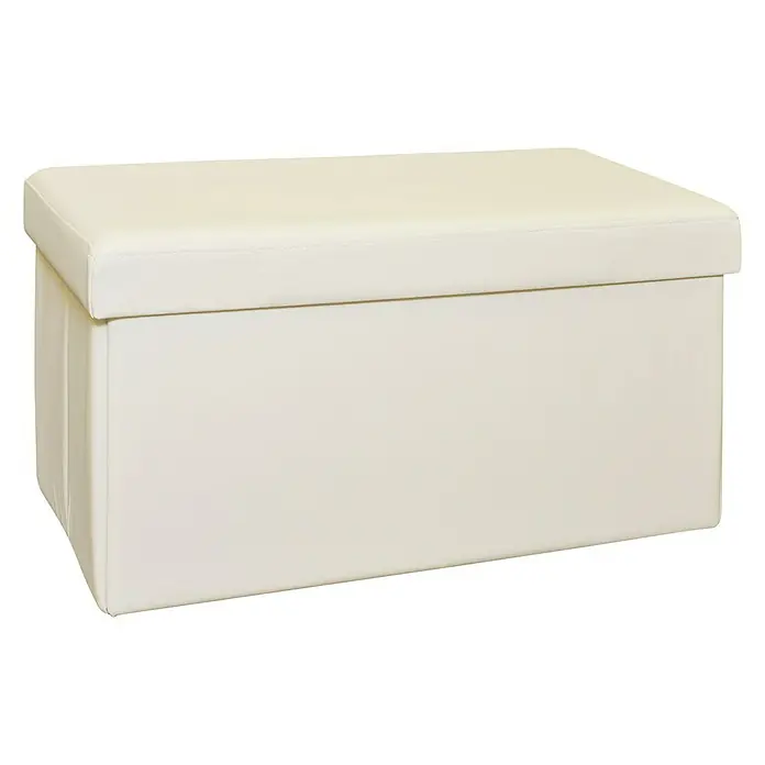 Puf en forma de baúl - L x An: 76,5 x 37 cm, Blanco