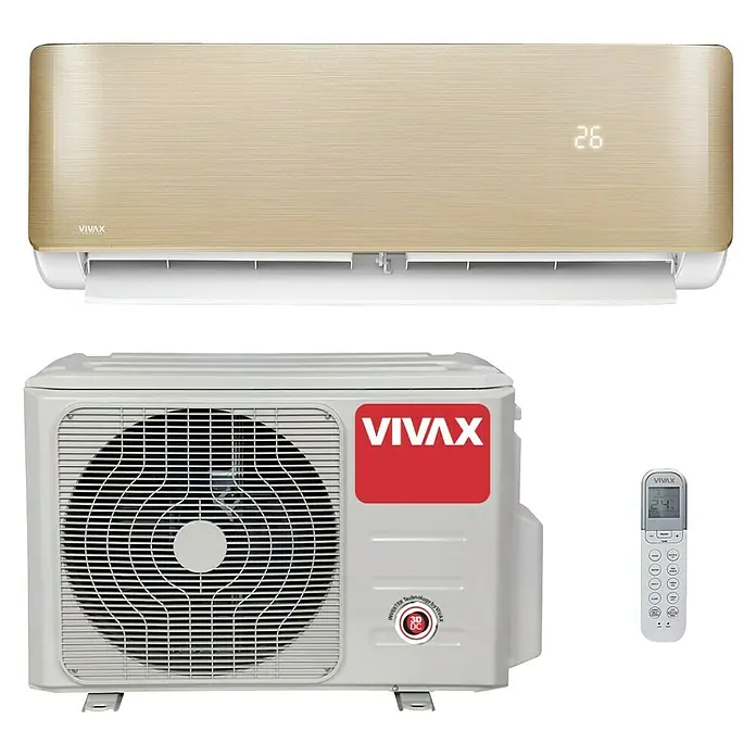 Vivax Inverterski klima-uređaj ACP-12CH35AERI+ R32 GOLD - Maksimalni kapacitet hlađenja po uređaju u W: 3.500 W, Maksimalna snaga grijanja u W: 3.800 W, R32 - Pogled sprijeda