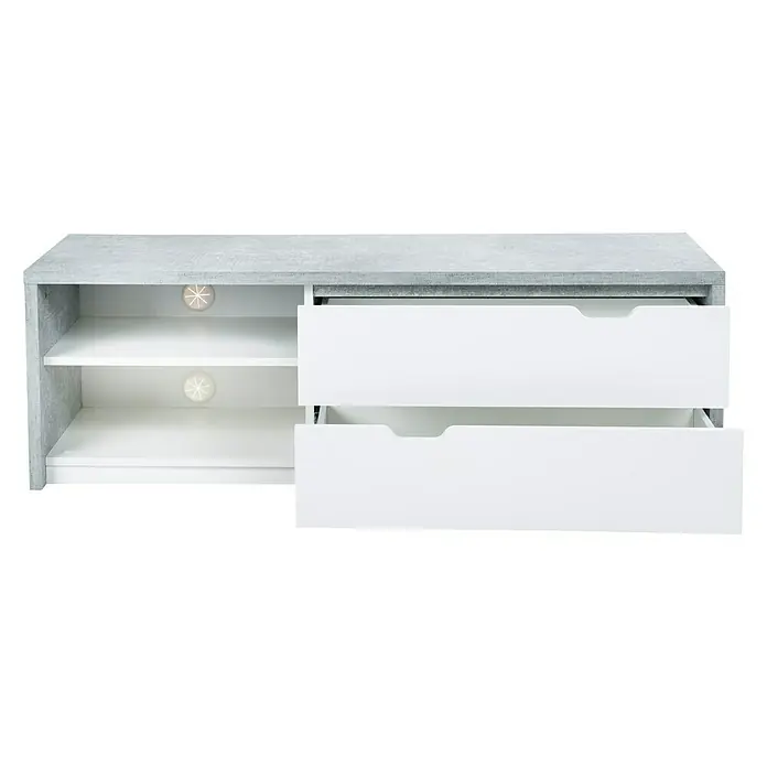 Phönix Bruno Lowboard - L x B x H: 40 x 130 x 42,8 cm, Grau/Weiß - Vorderansicht
