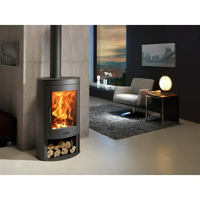 Panadero Estufa de leña Oval - 8,7 kW, Volumen de calefacción: 270 m³, Antracita