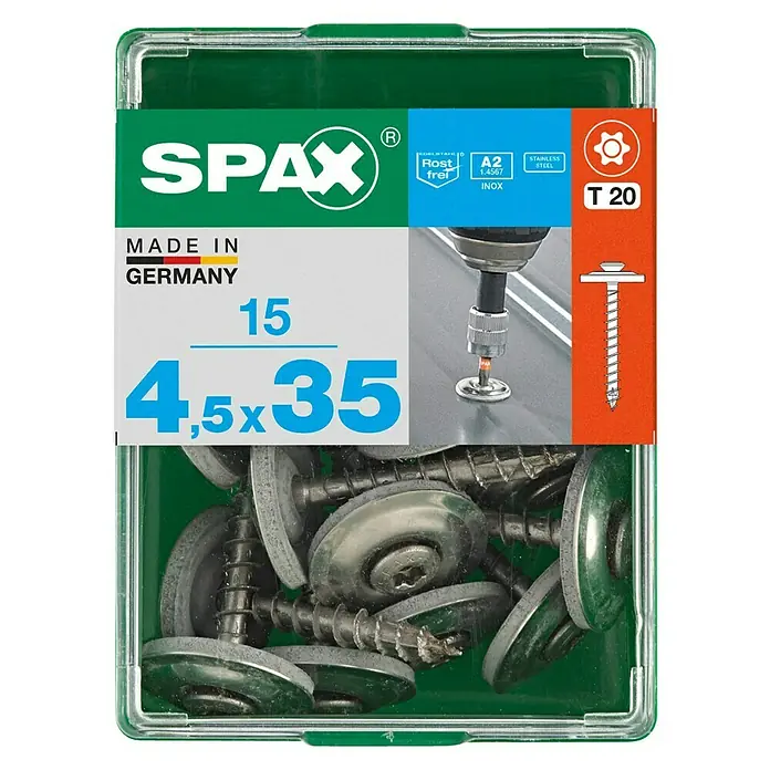 Spax Spenglerschraube T-Star plus - Ø x L: 4,5 x 35 mm, T-Star plus, 15 Stk. - Vorderansicht