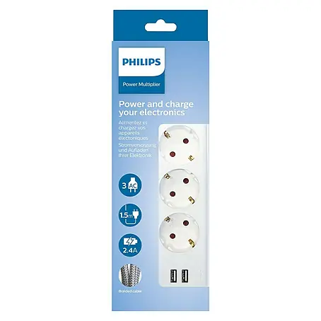 Philips  Base de enchufe múltiple con puerto USB