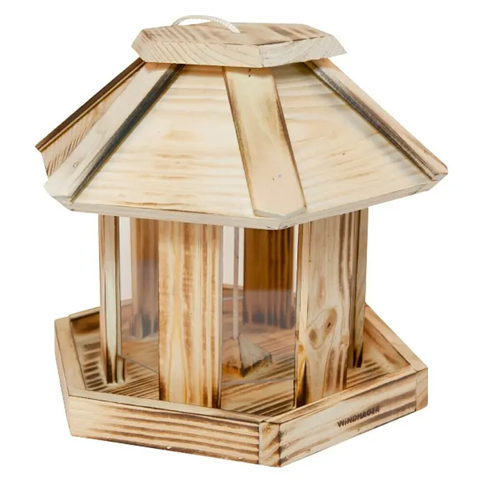 Windhager Vogelhaus Wilder Kaiser - L x B x H: 26 x 26 x 24,5 cm, Natur, Geflammt, Holz