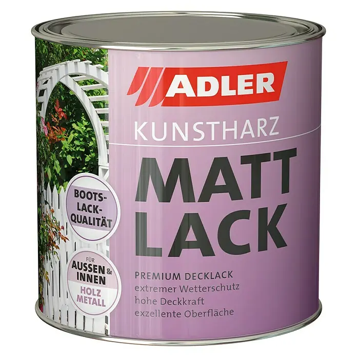 Adler Kunstharzlack Mattlack - Weiß, 375 ml, Seidenmatt