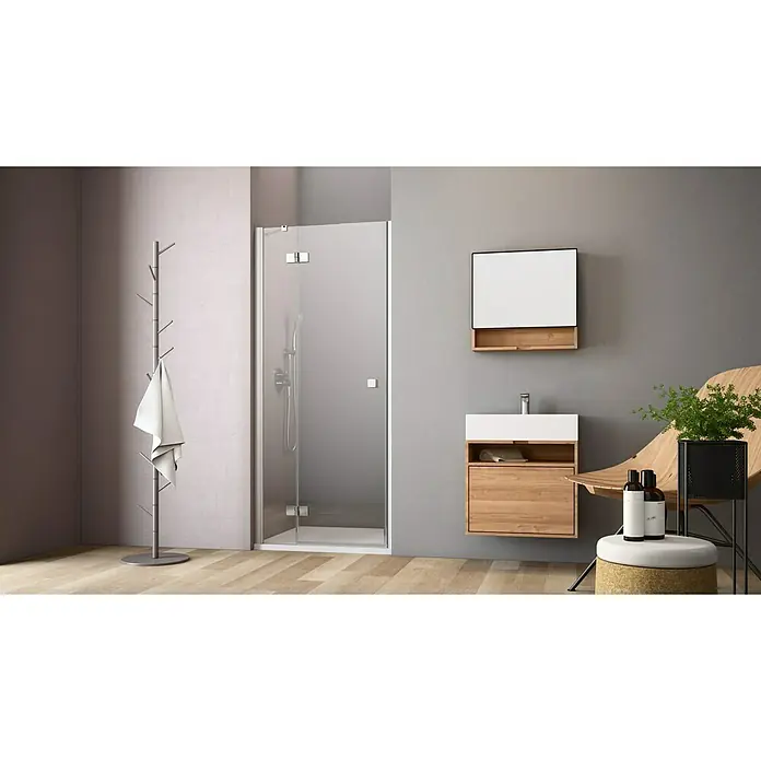 GEO Hit Nischendusche B-N300 - 90 x 200 cm, Beschichtet, DIN Anschlag: Rechts, Stärke: 6 mm, Silber - Vorderansicht