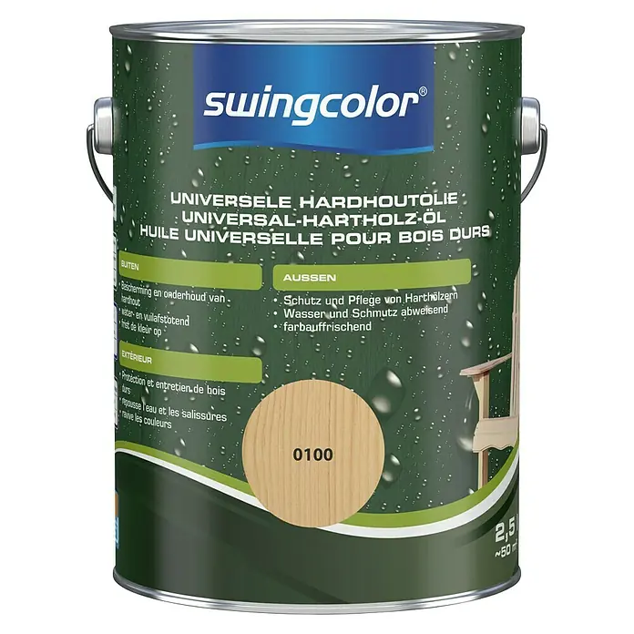 swingcolor Universele hardhoutolie - Transparant, 2,5 l, Zijdemat - Vooraanzicht