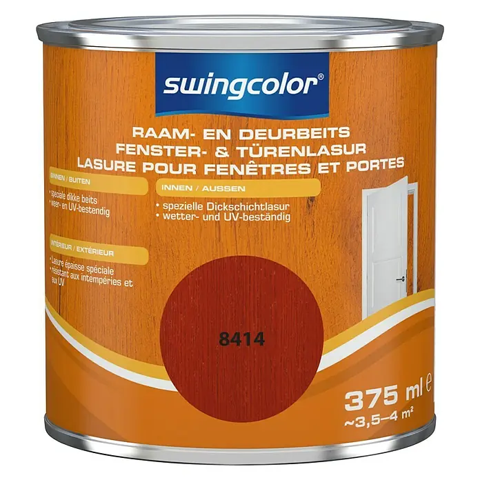 swingcolor Beits voor kozijnen en deuren - Mahonie, 750 ml, Zijdeglans - Vooraanzicht