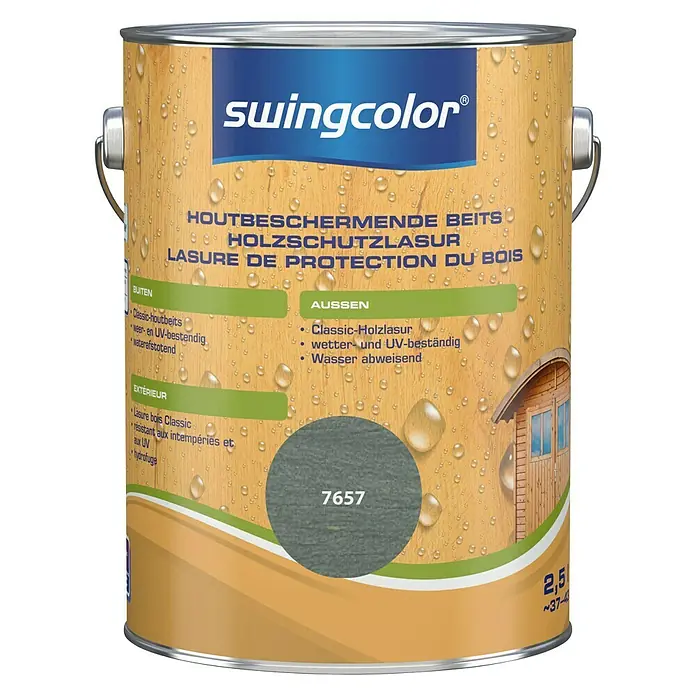 swingcolor Houtbeschermingsbeits - Mist grijs, 2,5 l, Zijdemat - Vooraanzicht