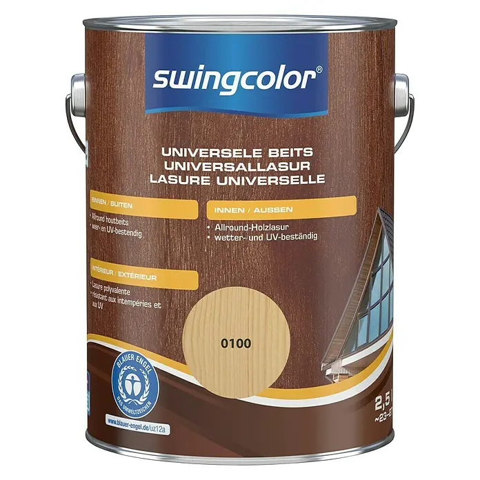 swingcolor Universele beits - Transparant, 2,5 l, Zijdeglans - Vooraanzicht