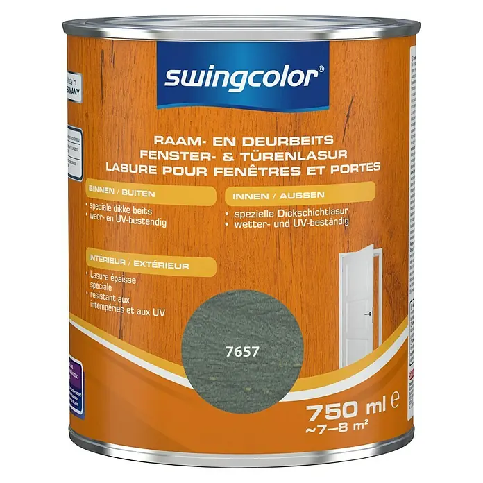 swingcolor Beits voor kozijnen en deuren - Mist grijs, 750 ml, Zijdeglans - Vooraanzicht