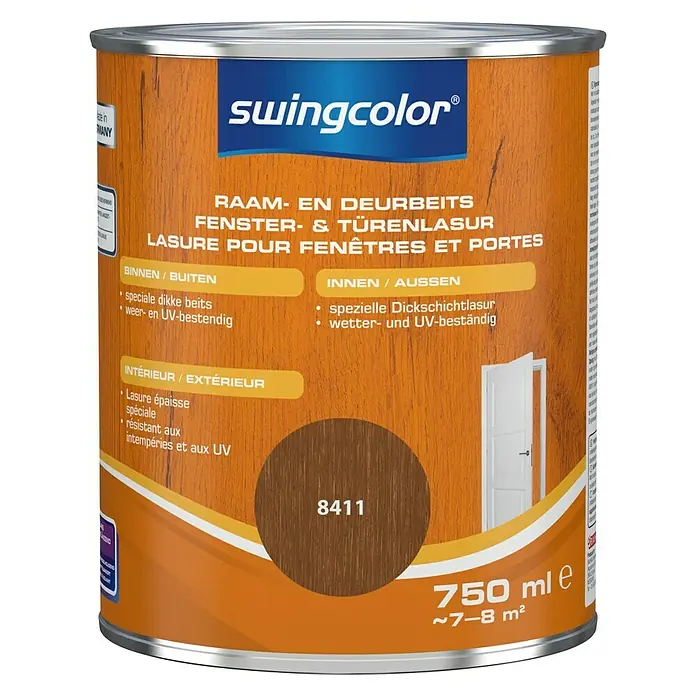 swingcolor Beits voor kozijnen en deuren - Kastanje, 750 ml, Zijdeglans - Vooraanzicht