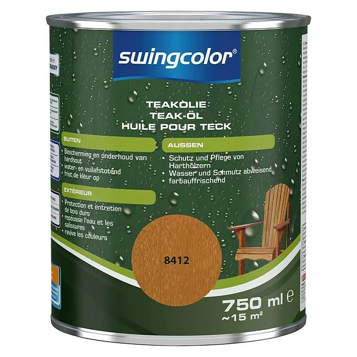 swingcolor Teakolie - 750 ml, Teak - Vooraanzicht