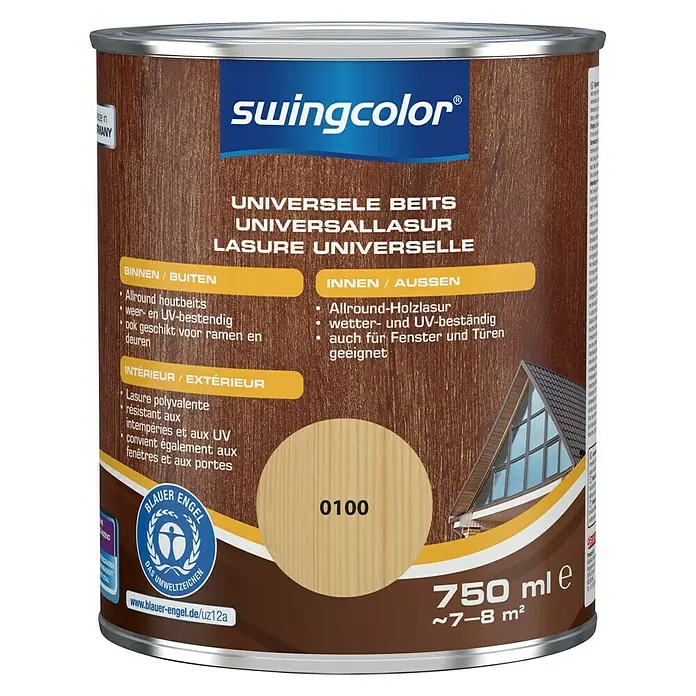 swingcolor Universele beits - Transparant, 750 ml, Zijdeglans - Vooraanzicht