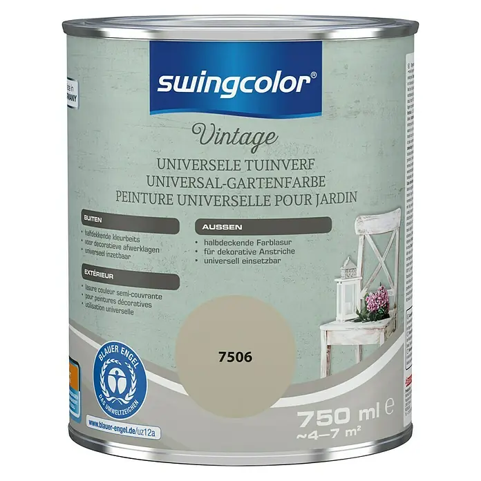 swingcolor Kleurbeits Universele Tuinverf - 750 ml, Steengrijs, Zijdemat - Vooraanzicht