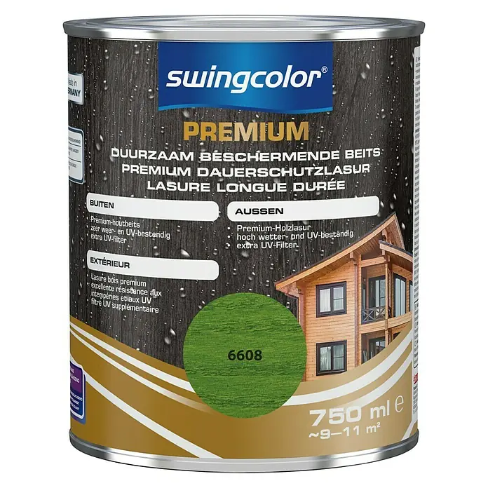 swingcolor Premium Houtbeits voor langdurige bescherming - 750 ml, Weidegroen, Zijdeglans - Vooraanzicht