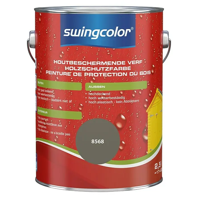 swingcolor Houtbeschermende verf - Mineraalbruin, 2,5 l, Zijdeglans - Vooraanzicht
