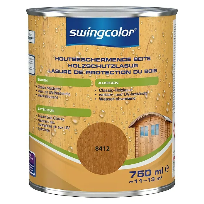 swingcolor Houtbeschermingsbeits - Teak, 750 ml, Zijdemat - Vooraanzicht