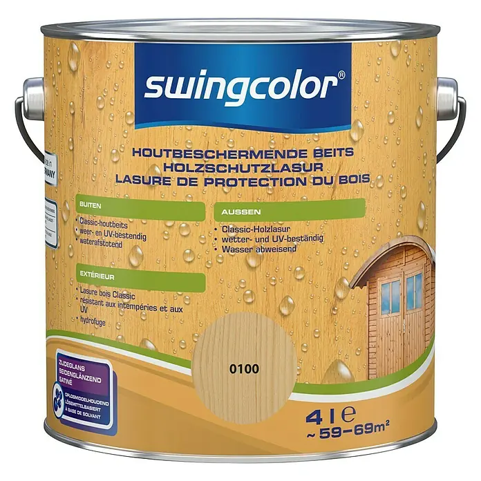 swingcolor Houtbeschermingsbeits - Transparant, 4 l, Zijdemat - Vooraanzicht
