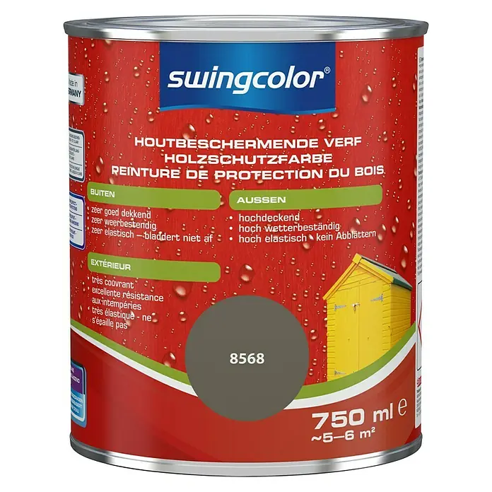 swingcolor Houtbeschermende verf - Mineraalbruin, 750 ml, Zijdeglans - Vooraanzicht