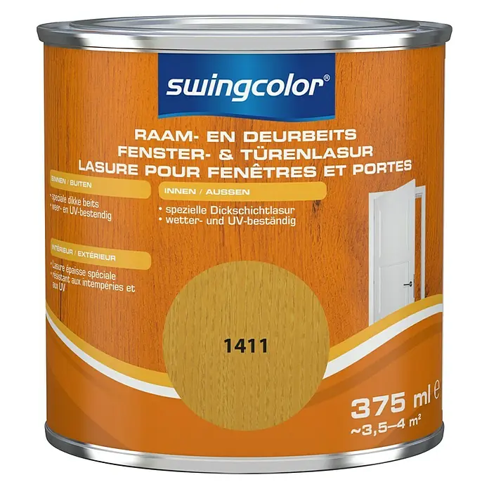 swingcolor Beits voor kozijnen en deuren - Grenen, 375 ml, Zijdeglans - Vooraanzicht