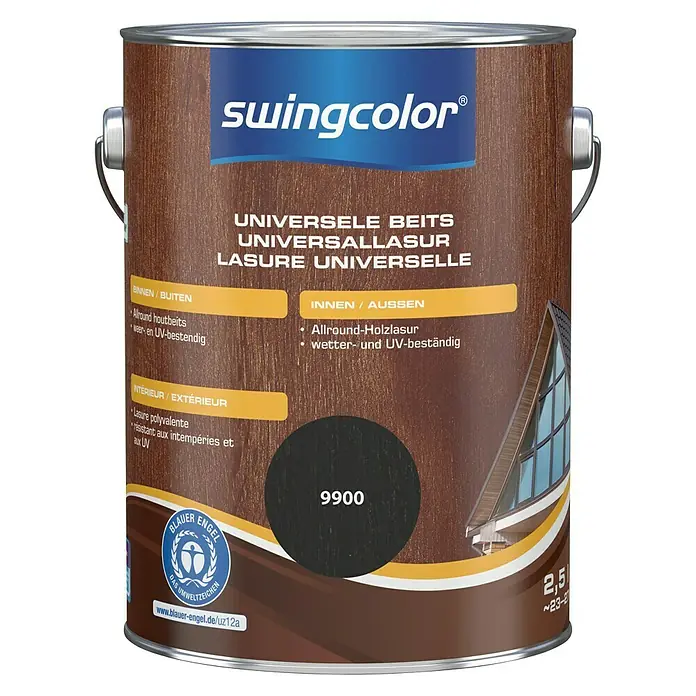 swingcolor Universele beits - Zwart, 2,5 l, Zijdeglans - Vooraanzicht