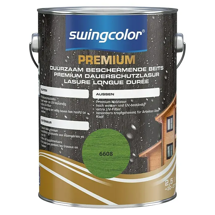 swingcolor Premium Houtbeits voor langdurige bescherming - 2,5 l, Weidegroen, Zijdeglans - Vooraanzicht