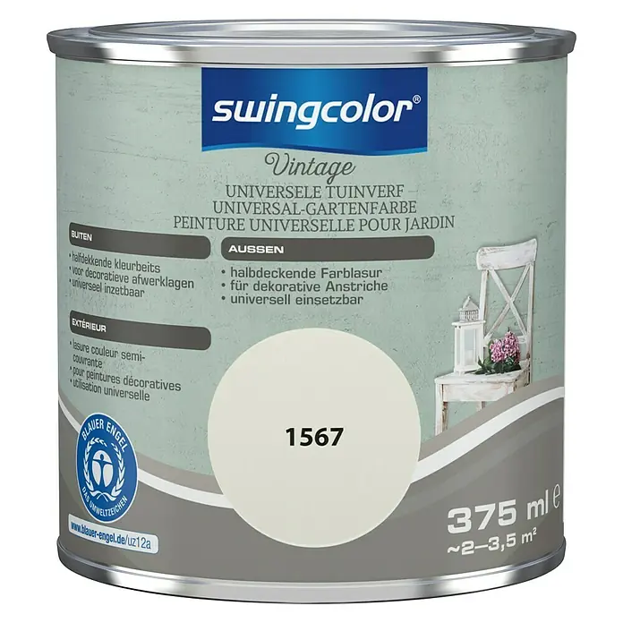 swingcolor Kleurbeits Universele Tuinverf - 375 ml, Zijdewit, Zijdemat - Vooraanzicht