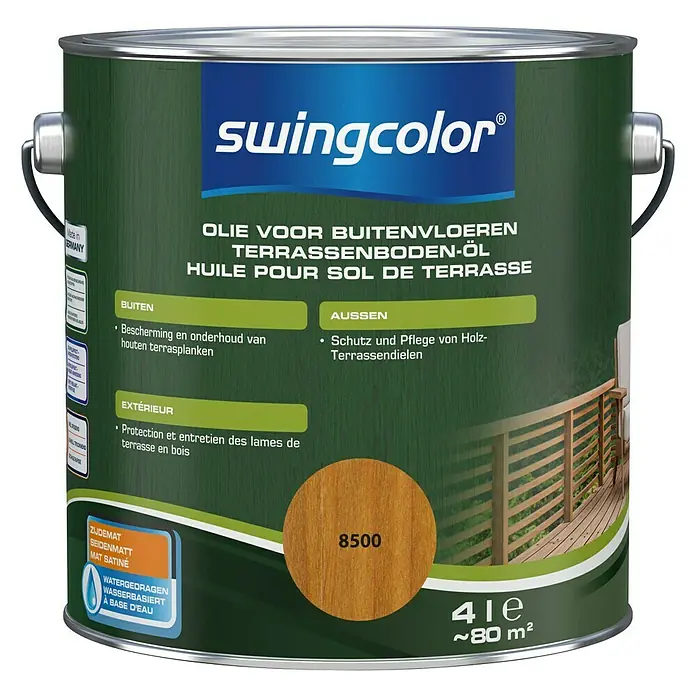 swingcolor Houtolie voor buitenvloeren - Natuurlijk douglas, 4 l, Zijdemat - Vooraanzicht
