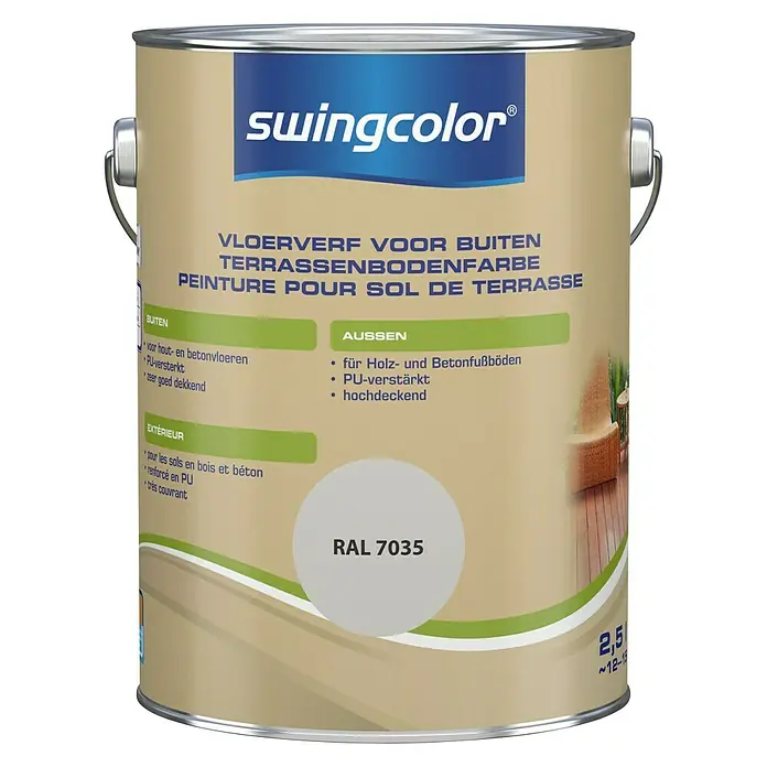 swingcolor Vloerverf voor buiten - Lichtgrijs, 2,5 l, Zijdemat - Vooraanzicht