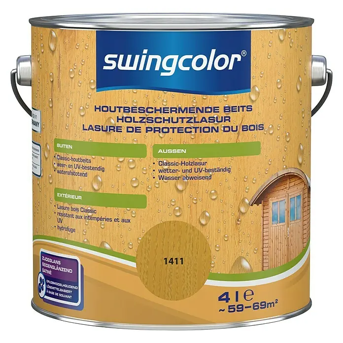 swingcolor Houtbeschermingsbeits - Grenen, 4 l, Zijdemat - Vooraanzicht