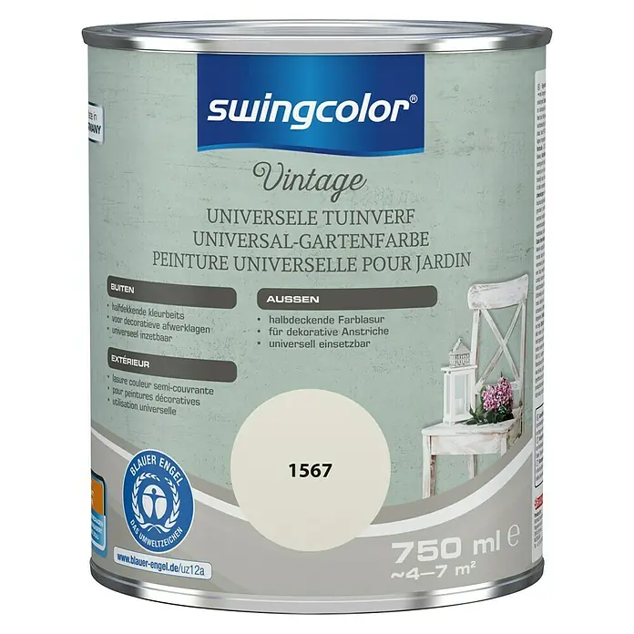 swingcolor Kleurbeits Universele Tuinverf - 750 ml, Zijdewit, Zijdemat - Vooraanzicht