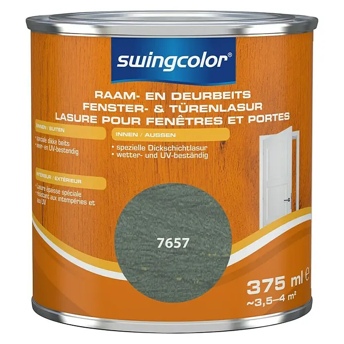 swingcolor Beits voor kozijnen en deuren - Mist grijs, 375 ml, Zijdeglans - Vooraanzicht