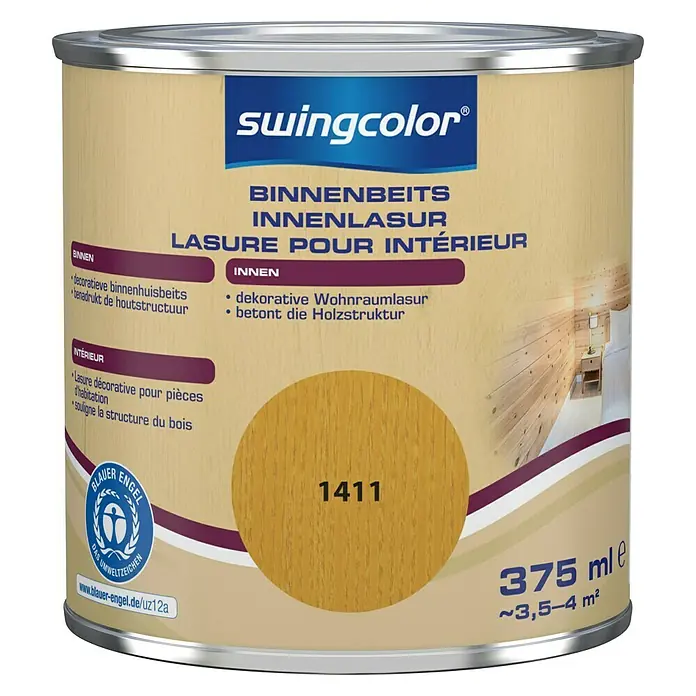 swingcolor Houtbeits voor binnen - Grenen, 375 ml, Zijdemat - Vooraanzicht
