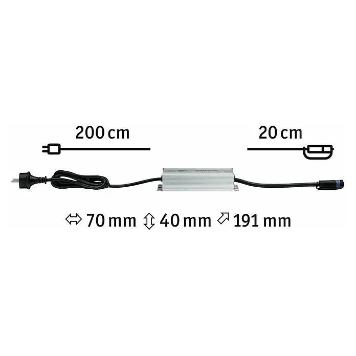 Paulmann Plug & Shine LED transzformátor - Max. teljesítmény: 150 W, 24 V, Ezüst - Tervrajz