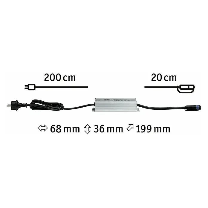 Paulmann Plug & Shine LED transzformátor - Max. teljesítmény: 75 W, 24 V, Ezüst - Tervrajz