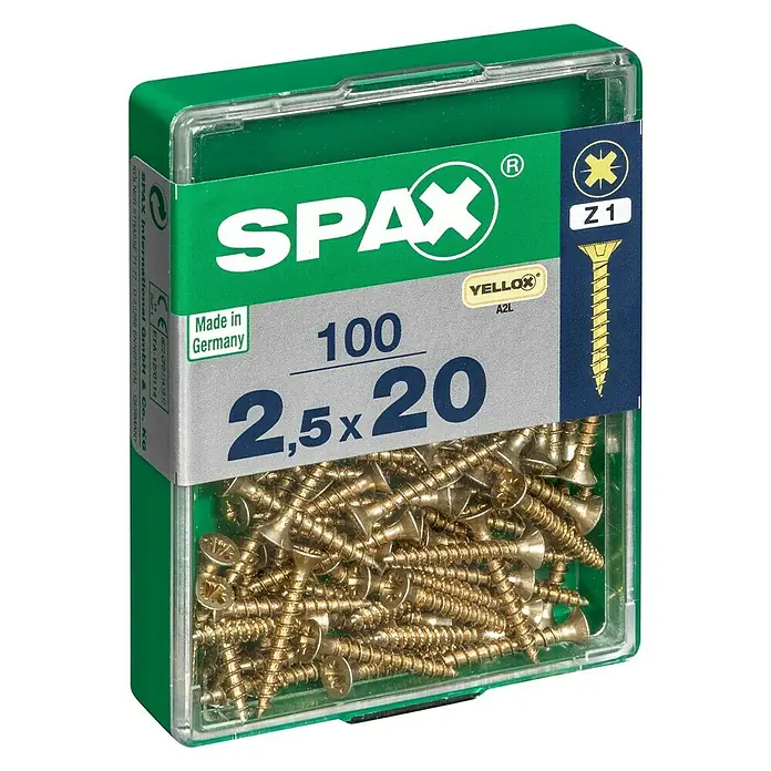 Spax - 2,5 x 20 mm, Puni navoj, 100 kom - Pogled s lijeve strane