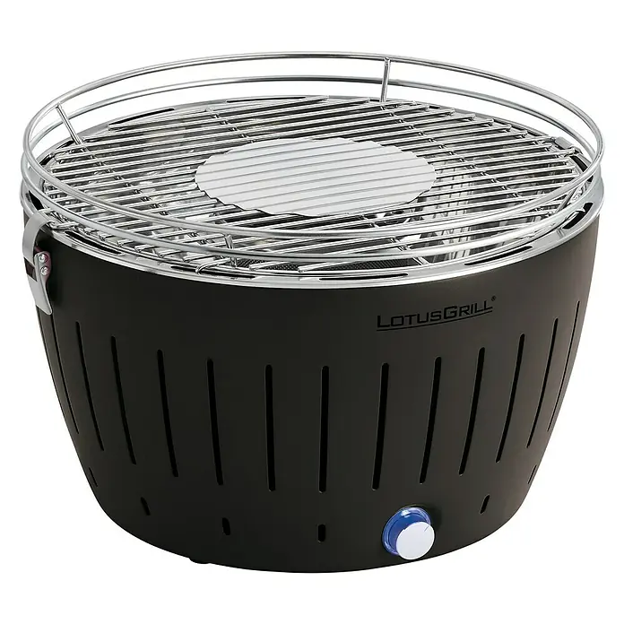 LotusGrill Raucharmer Holzkohlegrill - Schwarz, Hauptgrillfläche: Ø 32 cm - Vorderansicht