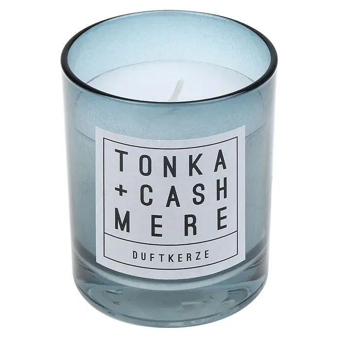 Duftkerze - Im Glas, Tonka und Cashmere, Ø x H: 6,5 x 7,9 cm - Vorderansicht