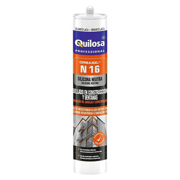 Quilosa Silicona para construcción y ventanas Orbasil N 16 - Blanco, 300 ml