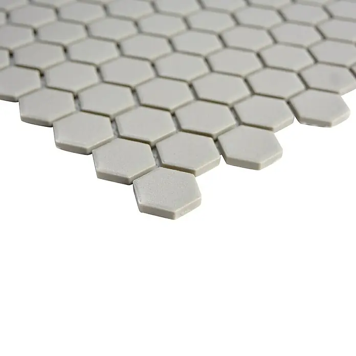 Mosaikfliese Hexagon Uni CU HX017 - 26 x 30 cm, Hellgrau, Matt - Detailaufnahme