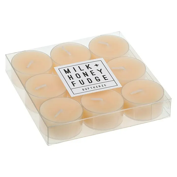 Teelichter Duft - 9 Stk., Beige, Milk and Honeyfudge - Diagonale Ansicht