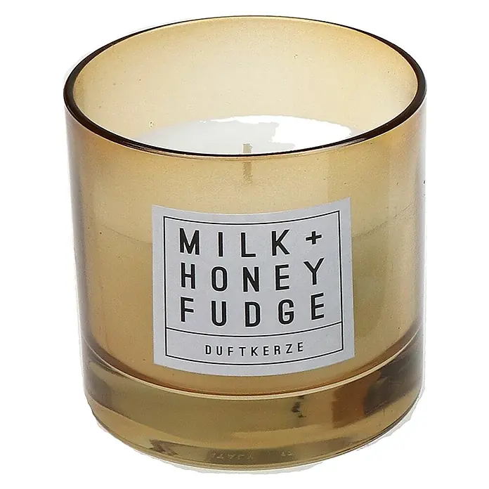 Duftkerze - Im Glas, Milk und Honeyfudge, Ø x H: 8,8 x 9,3 cm - Vorderansicht