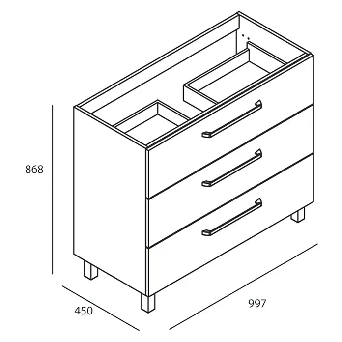 Mueble de lavabo Mythos - 45 x 99,7 x 86,8 cm, Roble claro