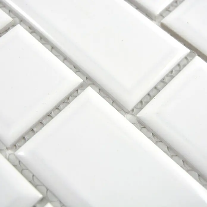 Mosaikfliese Metro Uni CG M08WM - 29,4 x 29,1 cm, Weiß, Glänzend - Detailaufnahme