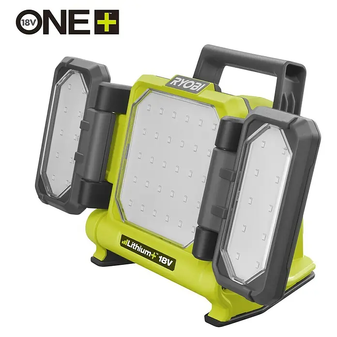 Ryobi ONE+ LED-Akkustrahler RLP18-0 - 18 V, Ohne Akku, 3.000 lm - Diagonale Ansicht