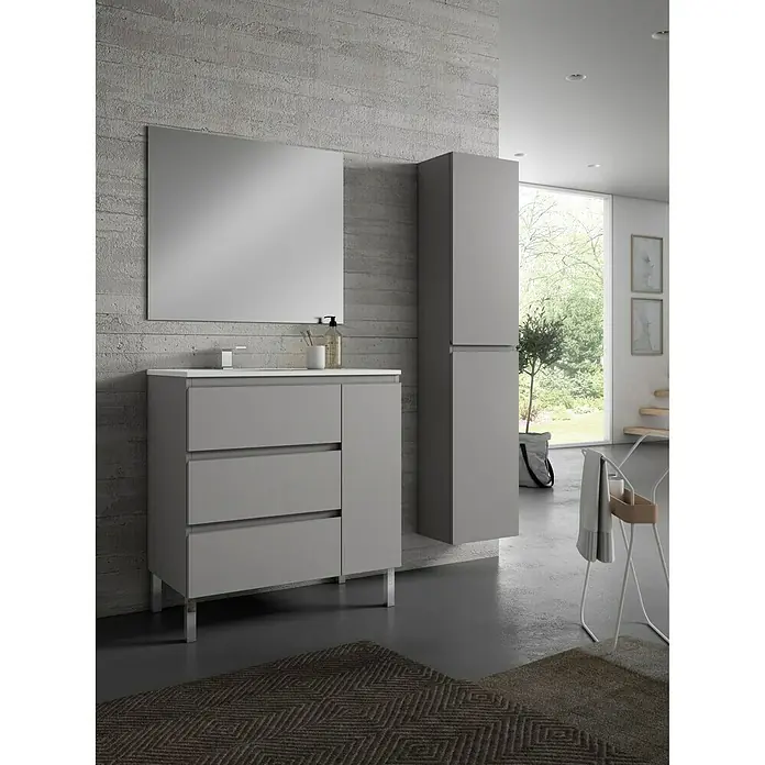 Mueble de lavabo Hermes - L x An x Al: 45 x 80 x 85 cm, Gris, Mate